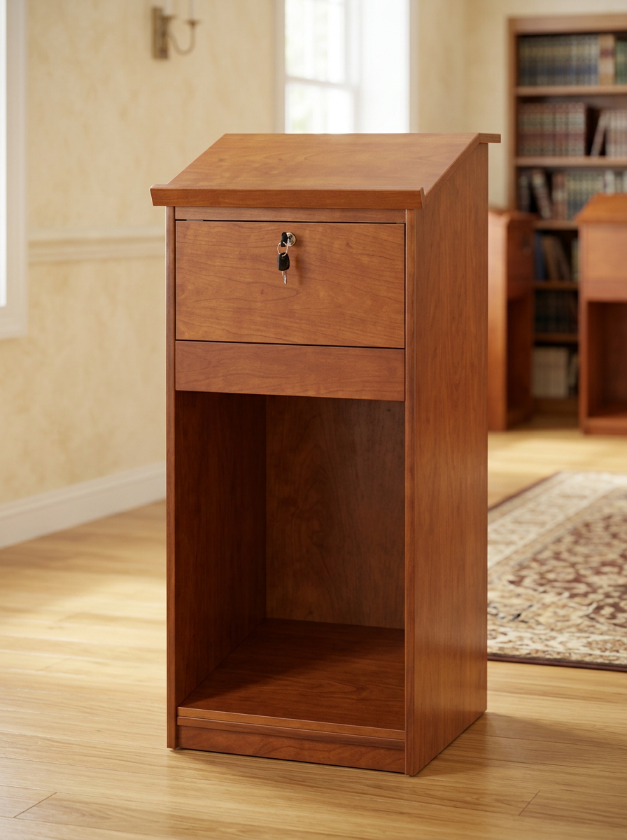 Wooden standing shtender with adjustable slanted top